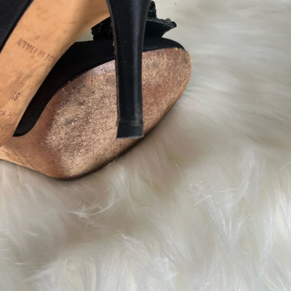 Kate Spade Black Peep-Toe Heels with Bow